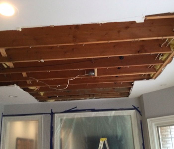 ceiling removed after water damage