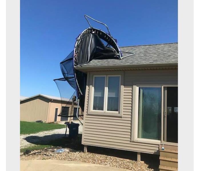 trampoline on roof of home