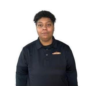 Female employee smiling with white background