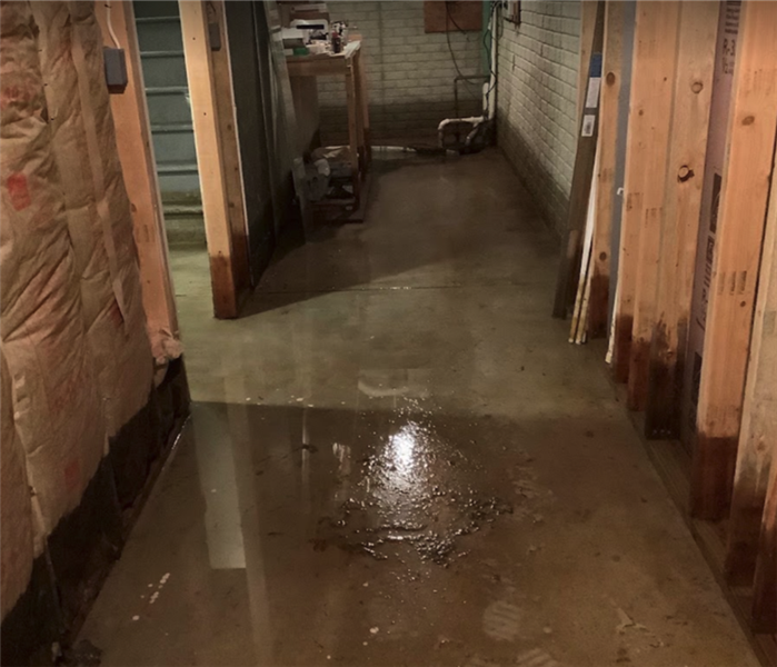 flooded basement hallway